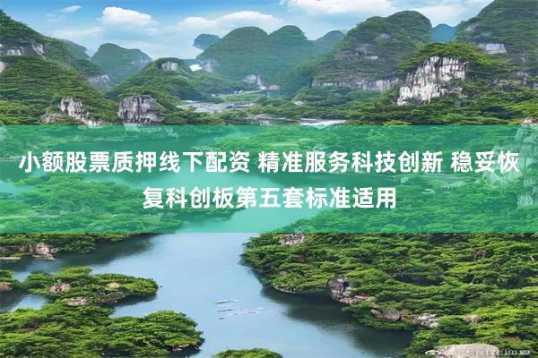 小额股票质押线下配资 精准服务科技创新 稳妥恢复科创板第五套标准适用