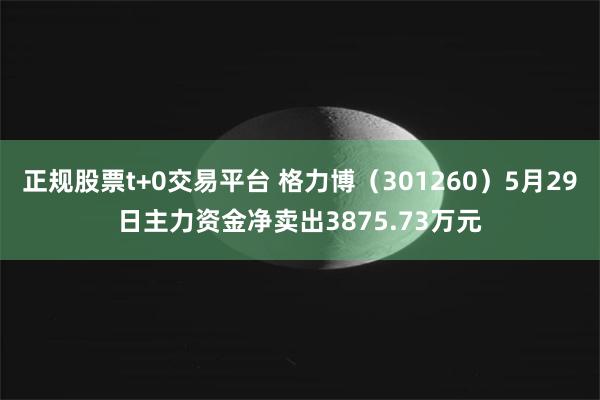 正规股票t+0交易平台 格力博（301260）5月29日主力资金净卖出3875.73万元