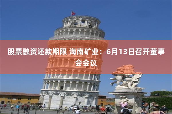 股票融资还款期限 海南矿业：6月13日召开董事会会议