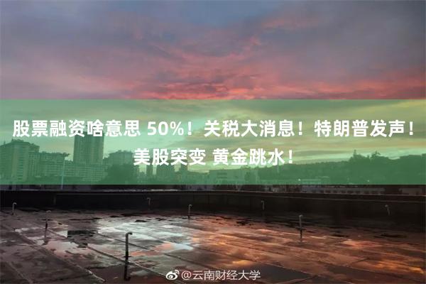 股票融资啥意思 50%！关税大消息！特朗普发声！美股突变 黄金跳水！